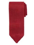 Banana Republic Mens Solid Silk Knit Pointed Tie Cherry Red Size One Size