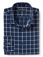 Banana Republic Mens Grant Fit Non Iron Windowpane Shirt - Preppy Navy