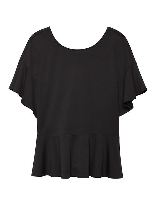 Banana Republic Womens Lace-up Back Ponte Couture Tee Black Size Xxl
