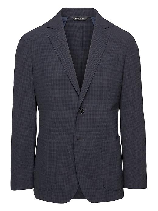 Banana Republic Mens Slim Smart-weight Performance Wool Blend Seersucker Suit Jacket Navy Size 38