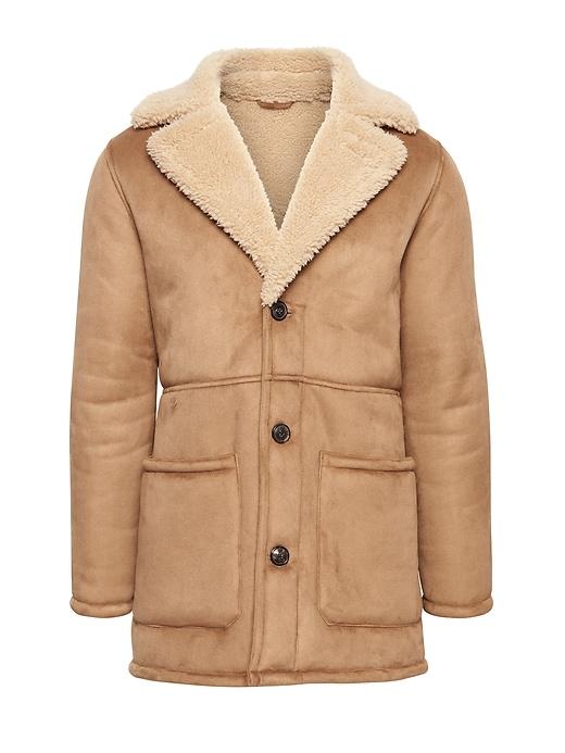 Banana Republic Mens Japan Online Exclusive Faux Shearling Coat Brown Burlap Size L