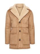 Banana Republic Mens Japan Online Exclusive Faux Shearling Coat Brown Burlap Size L
