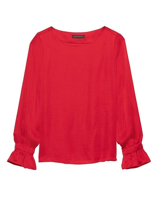 Banana Republic Womens Solid Poet-sleeve Top Ultra Red Size Xl