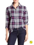 Banana Republic Factory Soft Wash Plaid Flannel Shirt Size L - Navy Plaid
