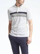 Banana Republic Mens Luxury Touch Chest Stripe Polo - White