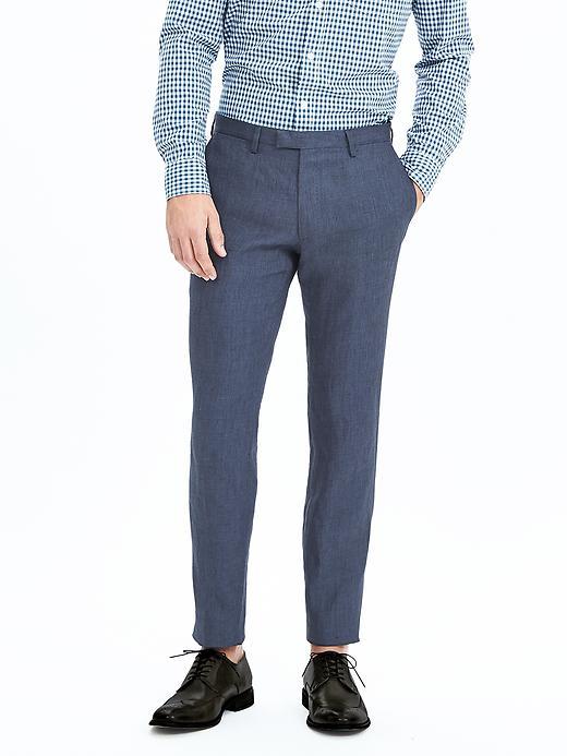 Banana Republic Mens Modern Slim Navy Linen Suit Trouser Size 34w 36l Tall - Navy