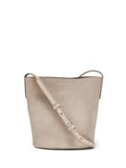 Banana Republic Womens Italian Suede Bucket Crossbody Sandy Beige With Rose Gold Lining Size One Size