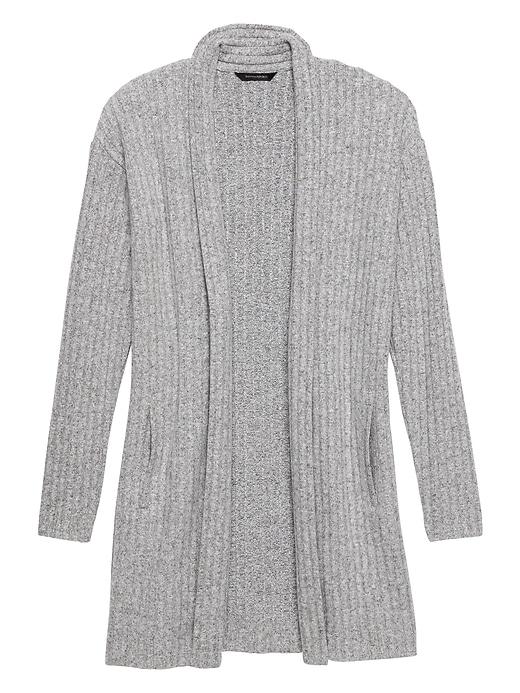 Banana Republic Womens Petite Cozy Ribbed Lightweight Duster Cardigan Heather Gray Size Xxs