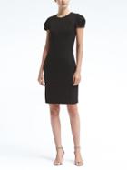 Banana Republic Womens Pleated-sleeve Bi-stretch Sheath Dress Black Size 2