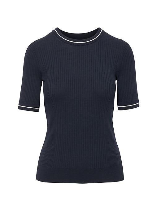Banana Republic Womens Ribbed Crew Sweater Top Navy Size M