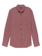 Banana Republic Mens Grant Slim-fit Luxe Flannel Grid Shirt Burgundy Size S