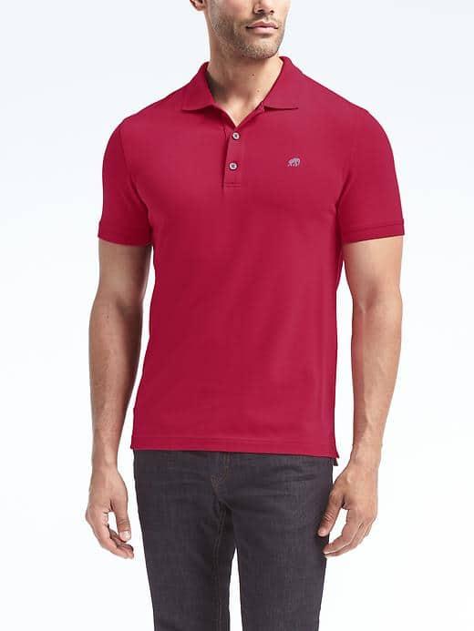 Banana Republic Mens Slim Pique Polo - Tulip Red