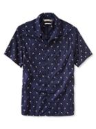 Banana Republic Mens Heritage Grant Fit Feather Print Shirt Size L Tall - Preppy Navy