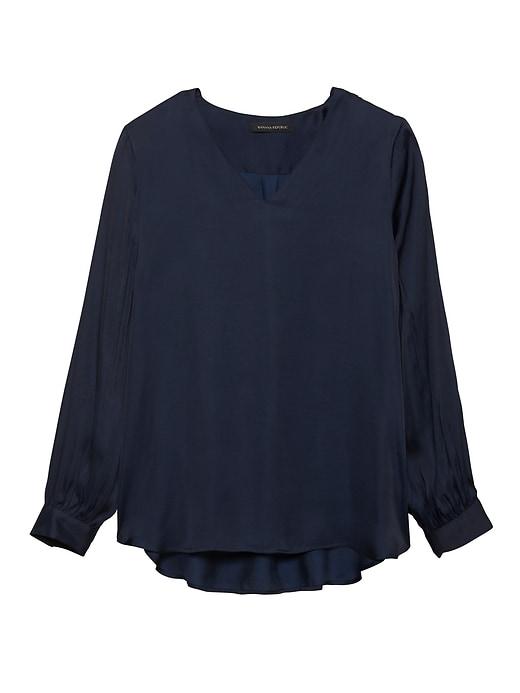 Banana Republic Womens Soft Satin High-low Top Navy Blue Size S