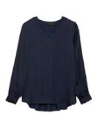 Banana Republic Womens Soft Satin High-low Top Navy Blue Size S