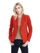 Banana Republic Raw Cut Fringe Blazer Size 0 Petite - Orange Lava