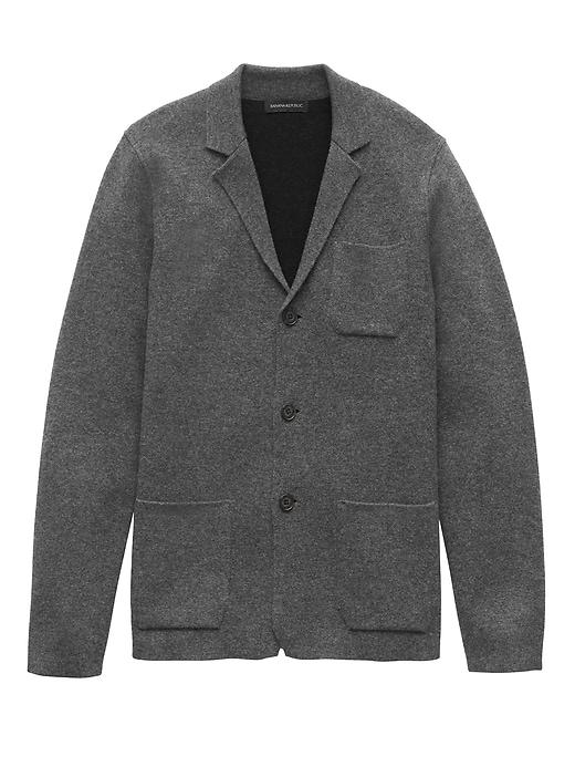 Banana Republic Mens Milano-stitch Sweater Blazer Dark Charcoal Size L