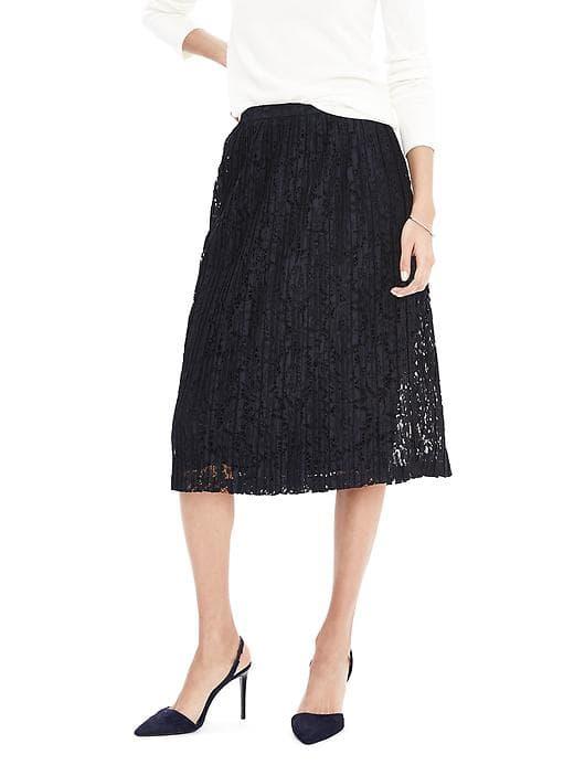 Banana Republic Womens Midi Lace Skirt - Preppy Navy