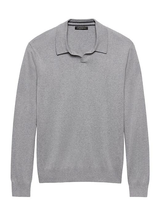 Banana Republic Mens Silk-cotton Cashmere Sweater Polo Shirt Shoreline Gray Size Xxs