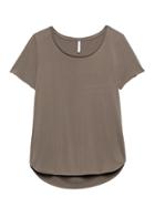 Banana Republic Womens Sandwashed Modal Blend Scoop-neck T-shirt Pacific Taupe Size L