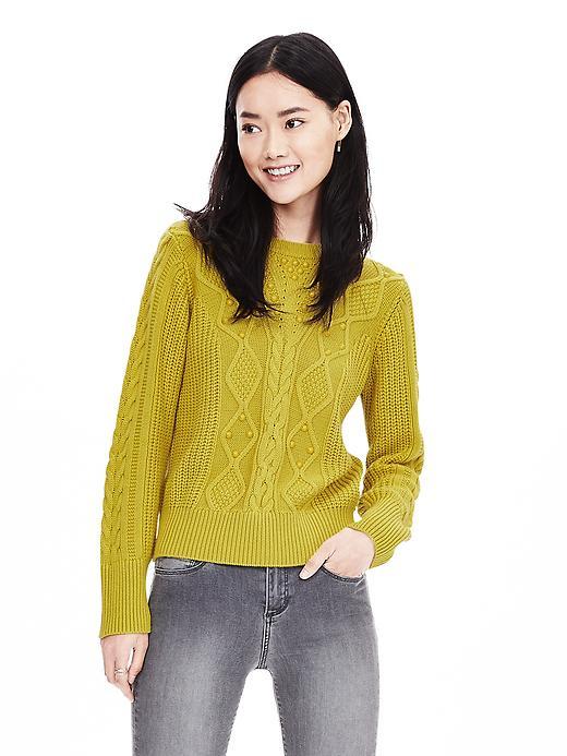 Banana Republic Womens Beaded Crew Pullover Size L - Bright Celery