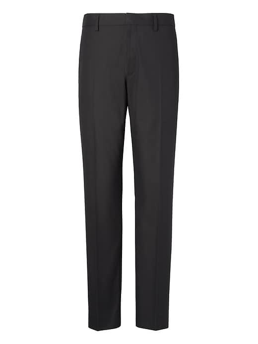 Banana Republic Mens Athletic Tapered Non-iron Stretch-cotton Pant Black Size 28w