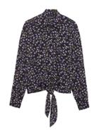 Banana Republic Womens Petite Dillon Classic-fit Floral Tie-front Shirt Small Violet Print Size Xl
