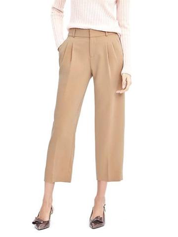 Banana Republic Womens Pleated Crop Pant - Doe Skin