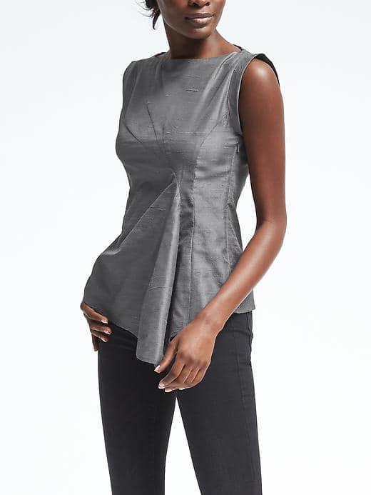 Banana Republic Womens Heritage Asymmetrical Blouse - Luxe Gray