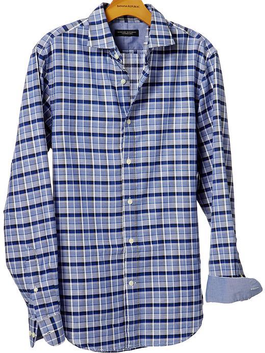 Banana Republic Soft Wash Blue Plaid Shirt