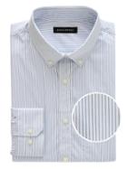 Banana Republic Mens New Slim-fit Tech-stretch Cotton Stripe Shirt Allports Blue Size Xl