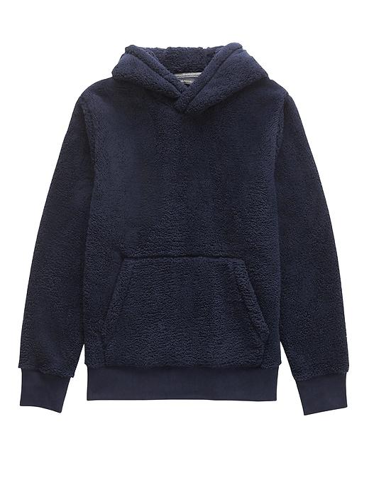 Banana Republic Mens Solid Sherpa Fleece Hoodie Navy Blue Size Xs