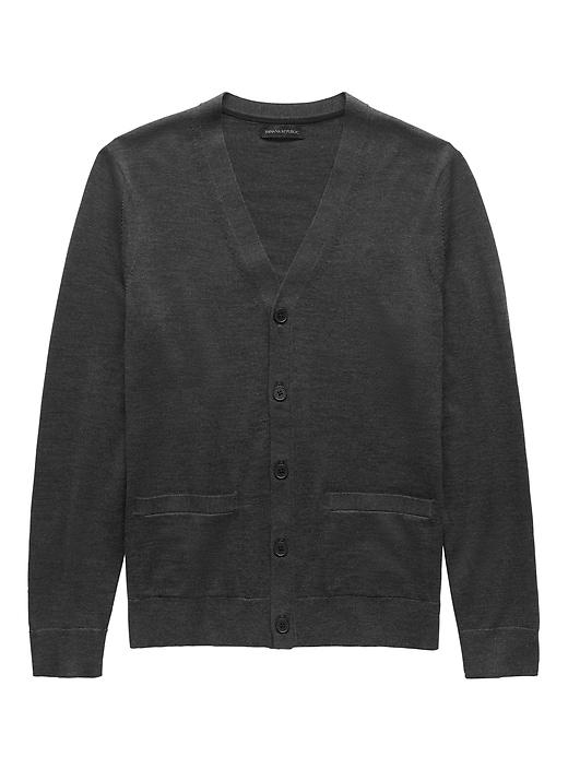 Banana Republic Mens Italian Merino Cardigan Sweater Heather Charcoal Size Xs