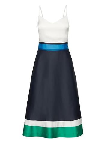 Banana Republic Womens Petite Color Block Midi Dress Navy & Blues Size 2