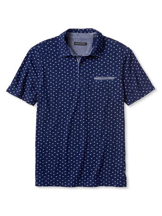Banana Republic Mens Fleur De Lys Polo Size L Tall - Dark Indigo
