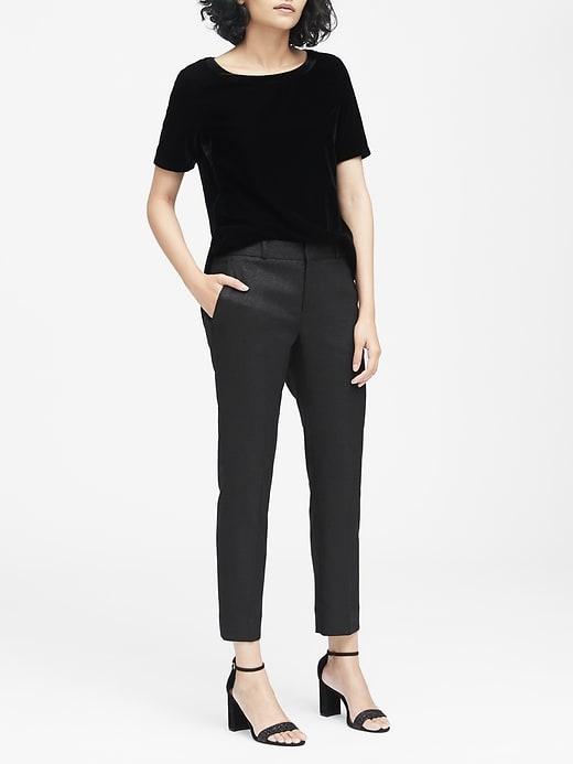 Banana Republic Womens Avery Straight-fit Metallic Twill Ankle Pant Black Size 0