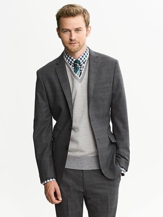 Banana Republic Modern Slim Fit Charcoal Wool Suit Jacket - Charcoal
