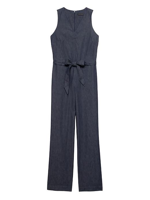 Banana Republic Womens Denim V-neck Jumpsuit Dark Denim Size 14