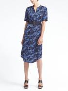Banana Republic Tropical Camo Belted Shirtdress - Blue Print