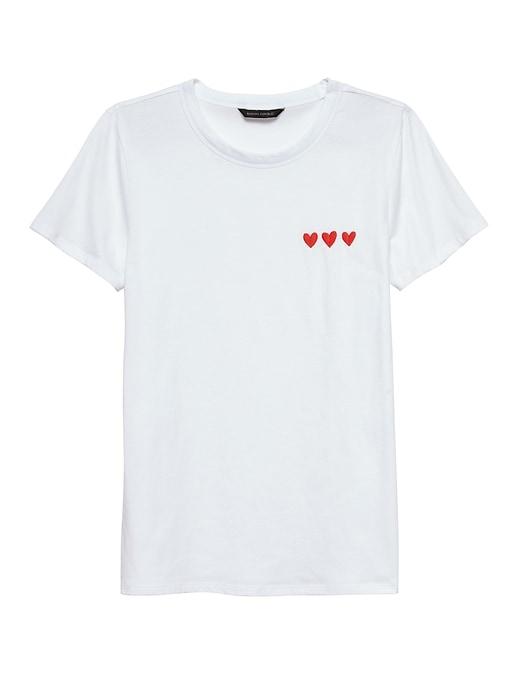 Banana Republic Womens Supima Cotton Heart Graphic T-shirt White Size M