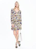 Banana Republic Womens Floral Long Sleeve Dress Size L - White