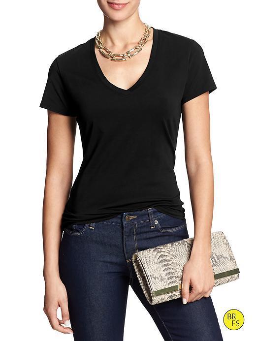 Banana Republic Factory V Neck Basic Tee - Black