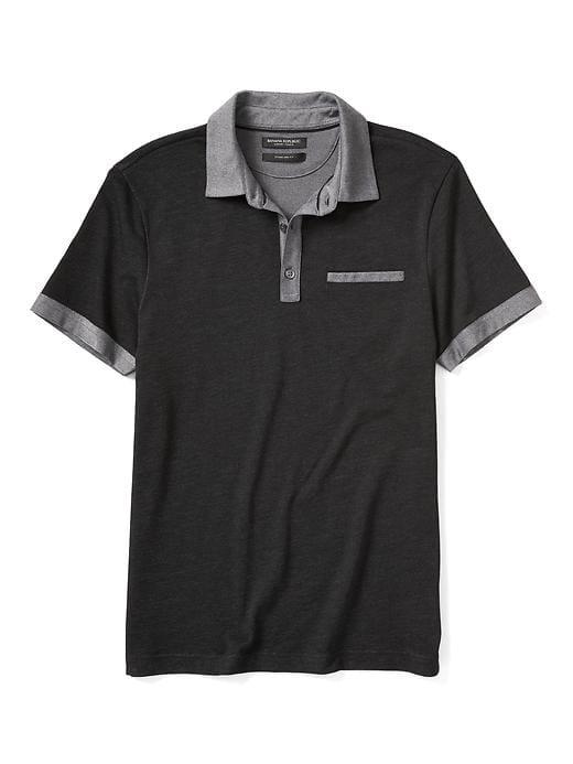 Banana Republic Mens Luxury Touch Plaited Polo - Black