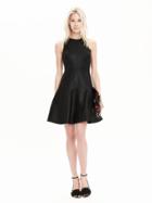 Banana Republic Womens Faux Leather Fit And Flare Dress Size 0 - Black