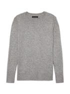 Banana Republic Womens Petite Italian Merino-blend Crew-neck Sweater Heather Gray Size Xs
