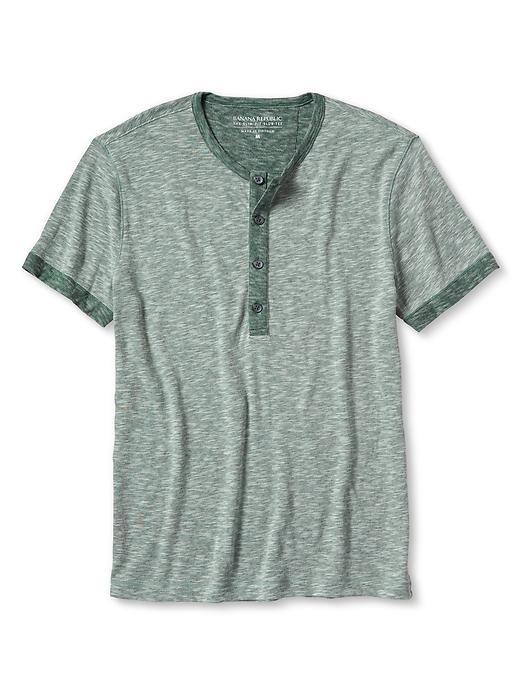 Banana Republic Mens Slim Fit Henley Size L - Emerald Green