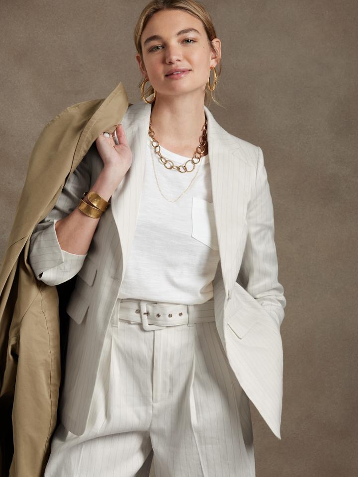 Petite Sculpted Pinstripe Blazer