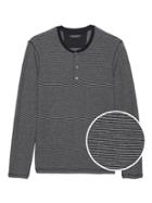 Banana Republic Mens Cotton-modal Waffle-knit Long-sleeve Henley T-shirt Black & Gray Size S