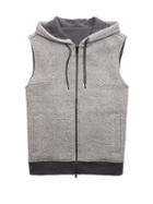Banana Republic Mens Quilted Hooded Vest Heather Gray Size L