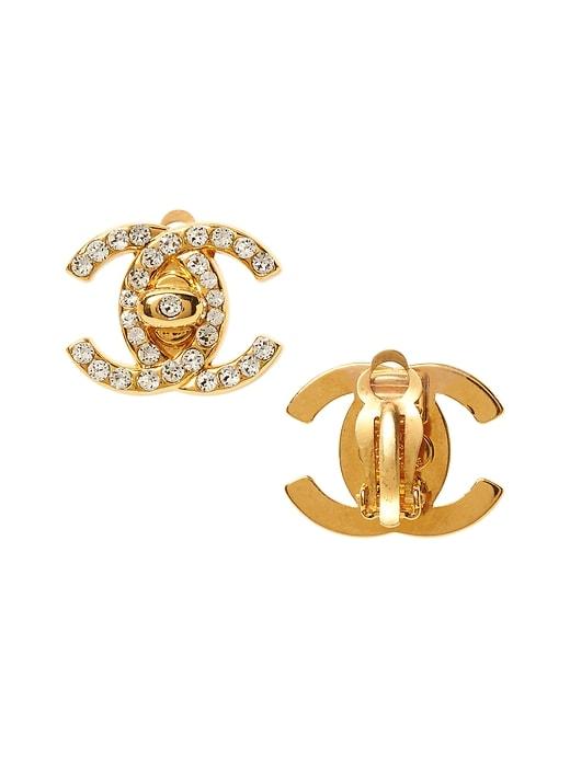 Banana Republic Mens Luxe Finds   Chanel Gold Crystal Turnlock Clip-on Earring Gold Size One Size